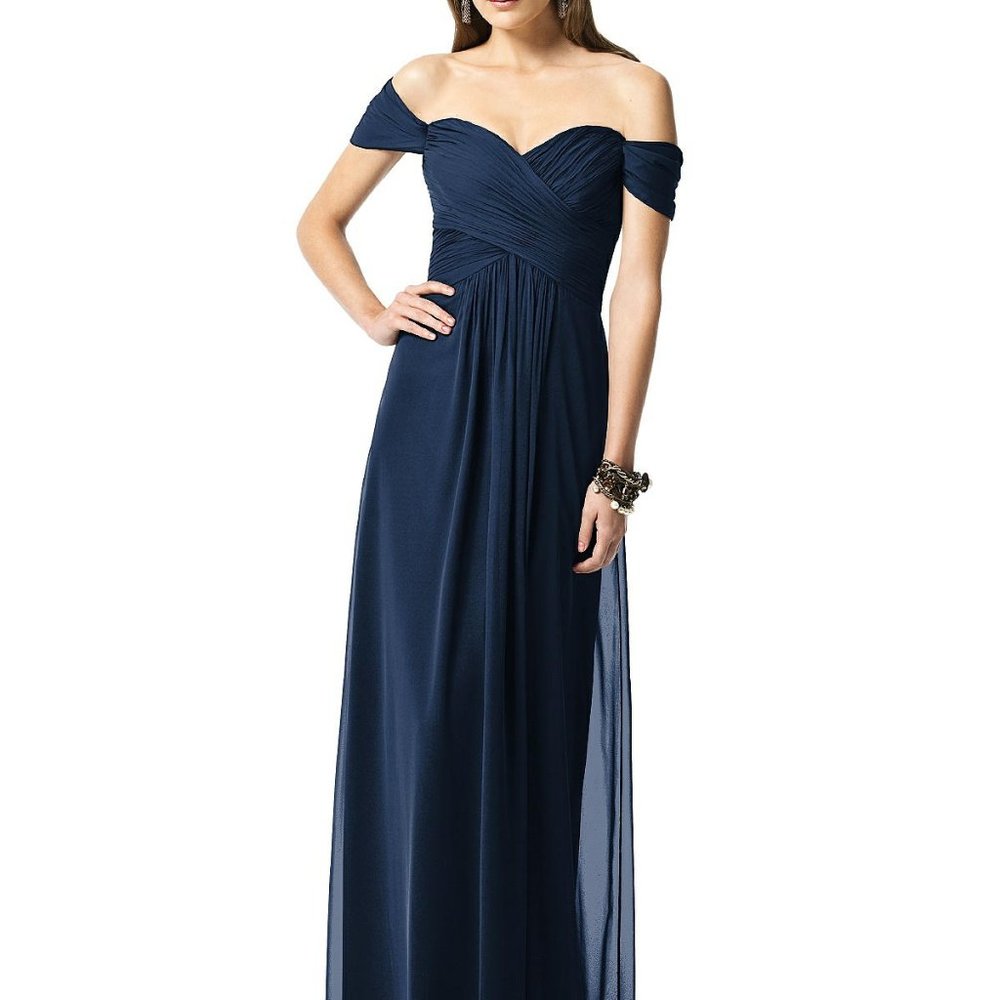 Dessy 2844..Full length,  Chiffon, Formal Dress..Midnight...SIZE 0